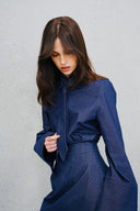 ENESA The Kendall Shirt denim front view on model