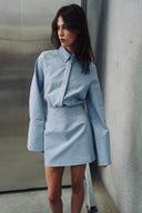 ENESA The Kendall Shirt faded blue front view on model