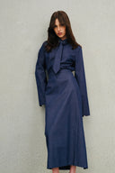 ENESA The Kendall Midi Skirt denim styled on model